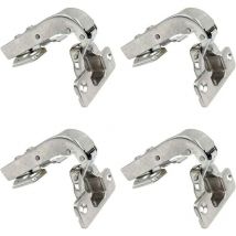 95 Degré Crampons Charnière à Bras Long avec Amortisseur pour Porte Charnières à Fermeture Douce pour Portes Placard Meuble Cuisine Lot de 4