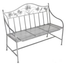Garten Sitz Bank Eisen Sitz Gelegenheit Außen Balkon 2- Sitzer pulverbeschichtet silber