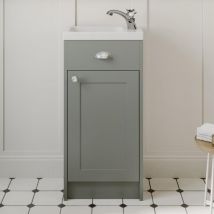 Aquari - Grey Gloss Bathroom Vanity Unit with Basin Sink Cabinet Storage - 400mm - Grey
