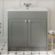 Park Lane - Grey Gloss Bathroom Vanity Unit with Basin Sink Cabinet Storage - 800mm