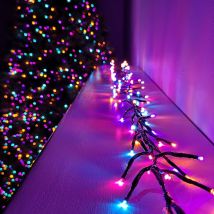 Premier Decorations - 960 led 12.4m Premier Clusterbrights Indoor Outdoor Multifunction Mains Operated Christmas Cluster Lights with Timer in Rainbow