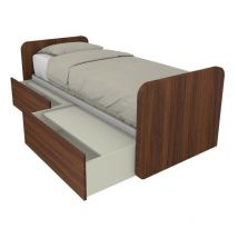 Mobilfino Camerette - 964C - Letto cameretta 80x190 singolo con cassettoni estraibili e testate personalizzabili.Rete inclusa - Noce canaletto