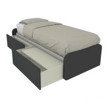 Mobilfino Camerette - 964C - Lit simple 80x190 avec tiroirs coulissants et têtes de lit personnalisables - Basalto