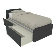 964C - Lit simple 80x190 avec tiroirs coulissants et têtes de lit personnalisables - Basalto