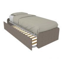 964R - Chambre lit simple 80x190 avec deuxième lit extractible et têtes de lit personnalisables - Gris fumée
