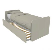 964R - Chambre lit simple 80x190 avec deuxième lit extractible et têtes de lit personnalisables - Cappuccino écru