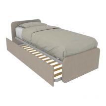 964R - Chambre lit simple 80x190 avec deuxième lit extractible et têtes de lit personnalisables - Effet tissu