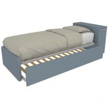 Lit coffre simple avec deuxième lit extractible et tête de lit coffre - 80x190 - Avio / Marina