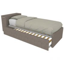 Mobilfino Camerette - Lit coffre simple avec deuxième lit extractible et tête de lit coffre - 80x190 - Gris fumée