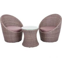 Club-Set 3er Set Halbrund Sitzecke Tischgruppe Sessel Garten Veranda Terrasse