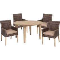 5 teilig Sitz Gruppe alu Akazie Garten Tisch-Gruppe Lounge Balkon Veranda Hof