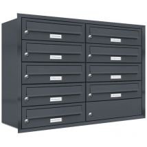 9er Briefkasten Anlage Unterputz Montage ral 7016 Anthrazit