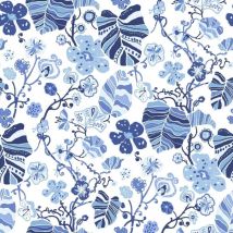 Magic Flowers Blue Wallpaper Floral Leaves Paste The Wall - A Street Prints