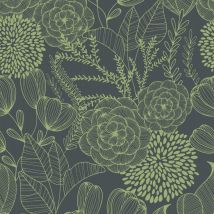Modern Floral Lime Green Wallpaper Stylish Paste The Wall - A Street Prints