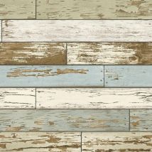 Lutece - a Street Prints Rustic Wood Brown Blue Wallpaper Realistic Effect Paste The Wall