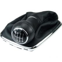 A253-6 Schalthebelmanschette Schaltknauf 12mm kompatibel mit vw Golf 4 iv 6 Gang Getriebe mit Rahmen Plug & Play Ersatzteil für 1J071113 Schwarz Chrom
