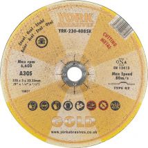 York - Abrasives Gold 230 x 3X 22MM A30S Cutting Disc - Type 42 Depressed Centre