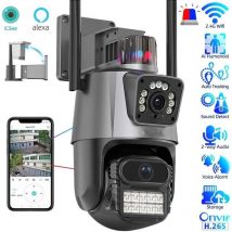 Zencocco - A38 -Telecamera ip 8MP 4K esterno WiFi ptz 2 obiettivo doppio schermo 8X zoom cctv