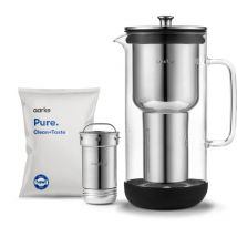Aarke - Purifier, Caraffa Filtrante Brevettata in Vetro e Acciaio Inox, 2.4L, Sacchetto di ricarica del filtro per Pure