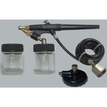 Kit Aerografo G-520, Aerografo Piccolo con 2 Serbatoi per Vernice, Tubo Flessibile da 1,5 m, Adattatore Bomboletta d'Aria Compressa, Nero - Abac