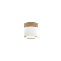 Fabrilamp - Abat-jour Cloe Blanc/Bois Clair E14 (Ø14x14x14cm)