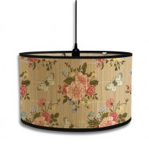 Abat-jour en bambou Housse de lampe décorative imprimée pour lampe suspendue Lampe suspendue