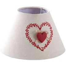 Abat-jour en coton et lin coeur rouge