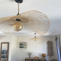 Homemaison - Abat-Jour ondulé Libellule en Bambou Naturel - 2 Tailles