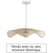 Homemaison - Abat-Jour ondulé Libellule en Bambou Naturel - 2 Tailles