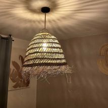 Ogomondo - Abat jour pour Lampe ajourée xl en paille du Maroc tressée