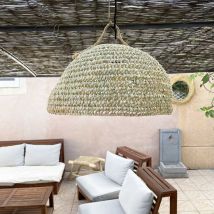 Abat jour pour Lampe coupole en palmier 'Doum' du Maroc tressée