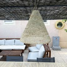 Ogomondo - Abat jour pour Lustre conique en palmier 'Doum' du Maroc tressée