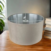 Licht-erlebnisse - Abat-jour pour suspensions tissu d: 38 cm rond en verre taupe argent brossé abat-jour moderne