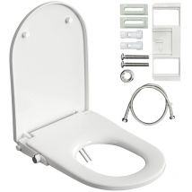Abattant de wc avec fonction bidet - 2 modes de douche, sans raccordement électrique, couvercle de toilette avec système d'abaissement automatique,