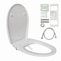 Abattant de wc avec fonction bidet, embout de bidet, sans raccordement électrique, couvercle de toilette avec système d'abaissement automatique,