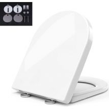 Abattant WC, abattant WC en forme de D, abattant WC avec abaissement automatique, fonction de déverrouillage rapide, abattant WC antibactérien en