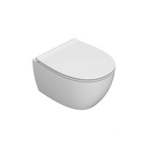 Ceramica Globo - Cuvette murale sans rebord 48x37 cm Globo 4All MDS04BI Blanc - Céramique - Avec couvercle de toilette à fermeture souple