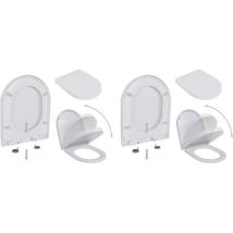 Lot De 2 Sièges Wc Avec Frein De Chute Style Contemporain - Lunette De Toilette - Plastique Blanc Chic-192159