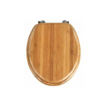 XVX - Abattant wc Bois Bambou, abattant wc avec fixation acier inox, Lunette wc résistante et facile à nettoyer, Bambou, 34 x 41 cm, Marron
