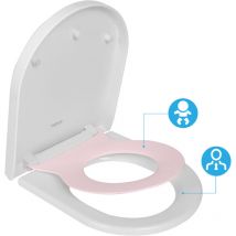 Todot - Abattant wc Familial Forme d avec Siège Enfant Rose Magnétique Frein de Chute Charnière Réglable pour Adultes et Enfants Démontage Rapide
