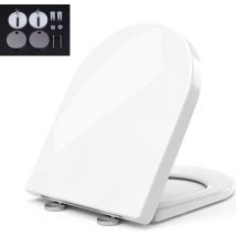 Abattant WC, Siège de toilette, Lunette de Toilette avec Frein de Chute et Dégagement Rapide -Forme de D