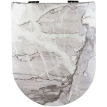 Olfa - Abattant wood slim déclipsable au style marbré Gris clair 36.5x47.5 cm