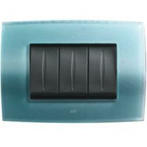 Abb placca vetro 3 moduli blu turchese satinato 2cse0330sfv