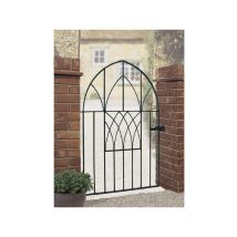 Abbey Modern Low Arch Bow Top Single Gate - Solid Steel - Fits Gap of 991 mm x 1378 mm High - Electro Galv./Black Powder Coated