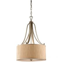 Elstead - 3 Light Cylindrical Ceiling Pendant Silver Sand with Shade, E27