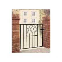 Cannock Gates - Abbey Modern Low Flat Top Single Gate - Solid Steel - Fits Gap of 991 mm x 812 mm High - Electro Galvanised/Black Powder Coated