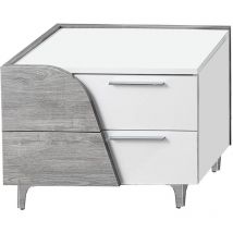 Altobuy - abby - Chevet Gauche 2 Tiroirs Blanc et Aspect Bois