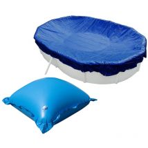 Bâche de couverture avec 24 coussins d'air Ovale 800x400cm Bleu Piscine Hivernage