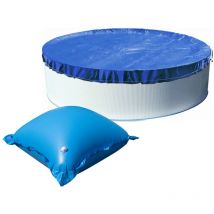 Bâche de couverture avec 18 coussins d'air Rond 550cm Bleu Piscine Hivernage