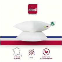 Abeil Lot de 2 Oreillers Bio Confort - 60 x 60 cm - Blanc